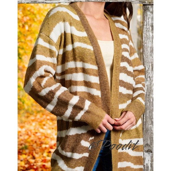 MYSYREE open front animal print cardigan S M L - Picture 2 of 7
